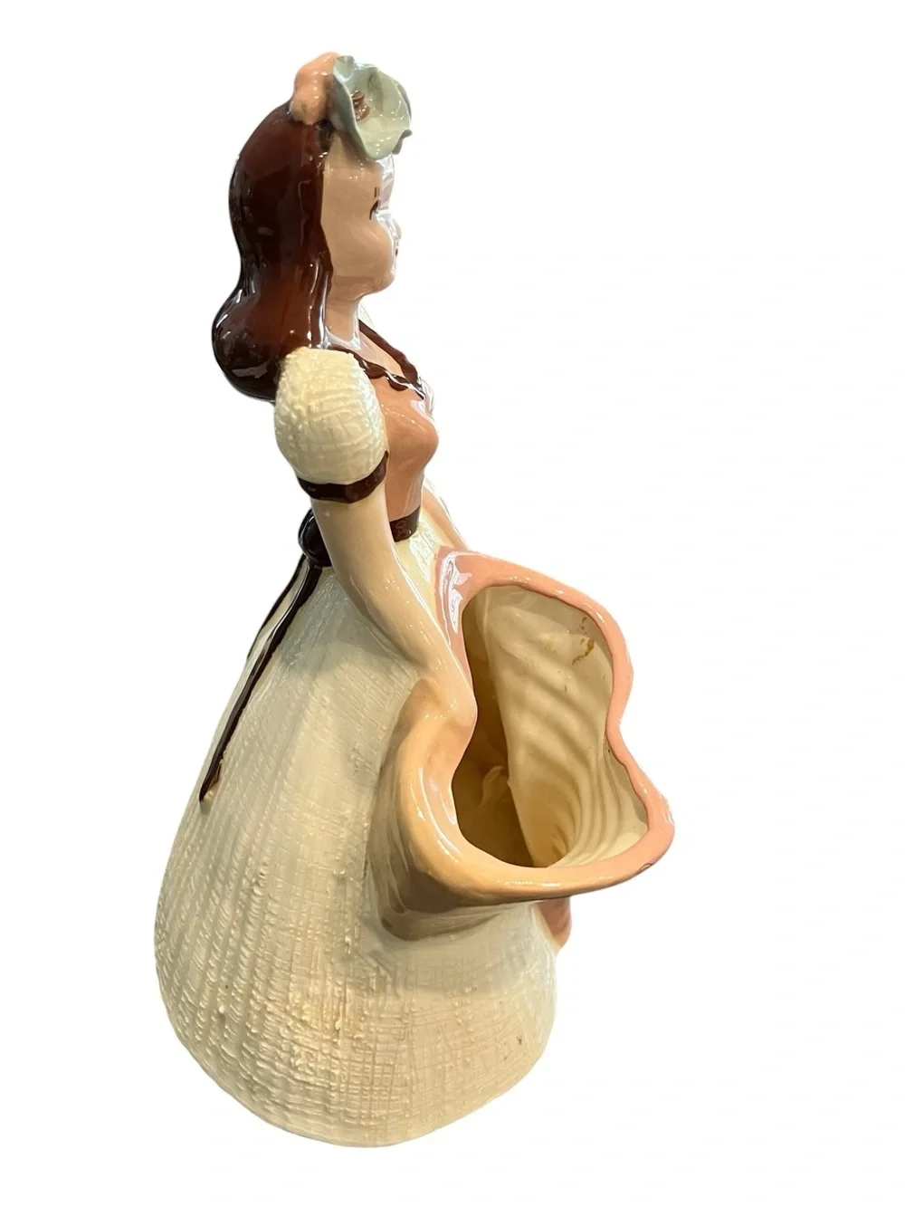Hedi Schoop Pottery Vase Lady With Blue Flowers
